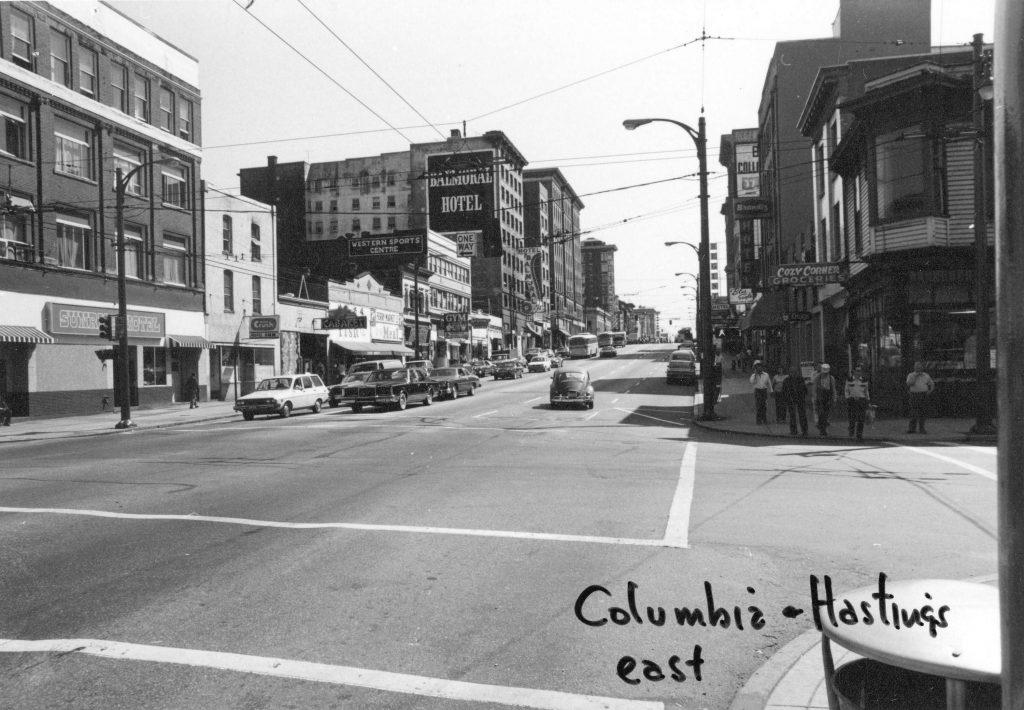 Columbia and Hastings [Streets looking] east [CVA 772-483]