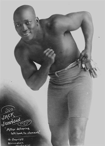 Jack Johnson
[Photo: http://www.cyberboxingzone.com]
(This site has movie clips of some of Johnson's fights)