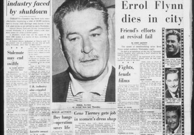 Front page of the Province when Errol Flynn died in the West End. PROVINCE